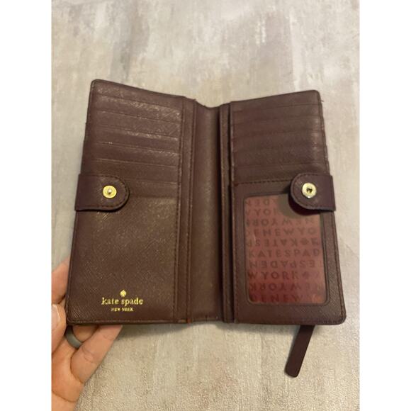 Kate Spade New York Wallet Womens Burgundy Saffiano Continental Zip Pocket - Picture 5 of 13